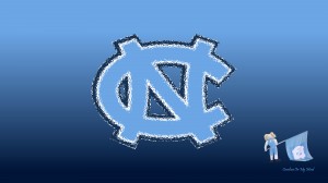 UNC Wallpaper - Glass NC with Rameses and Flag on Blue Gradient 1920 x 1080